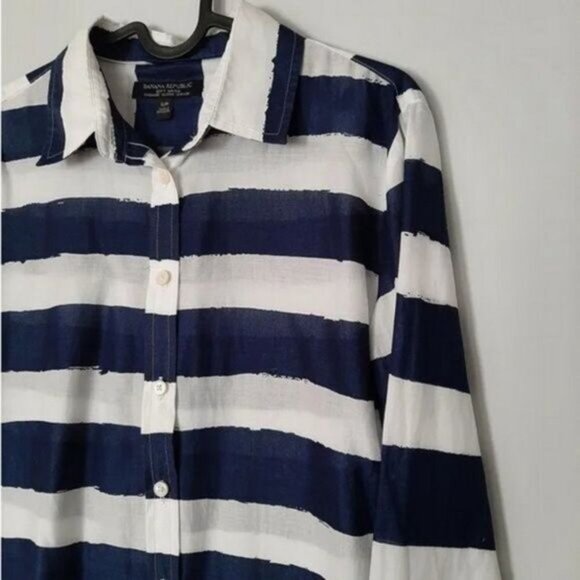 BANANA REPUBLIC Soft-wash Rugby Stripe Shirt Sz S - Picture 7 of 13